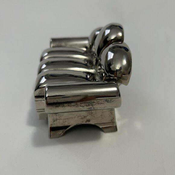 Vintage 1991 Godinger Silver Plated Sofa Couch Red Velvet Jewelry Box Lid mirror - Picture 11 of 15